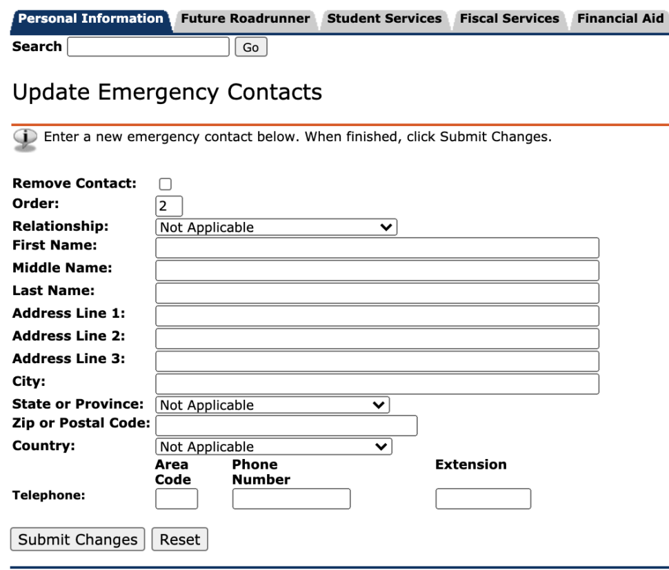 Updating Personal Information - UTSA One Stop