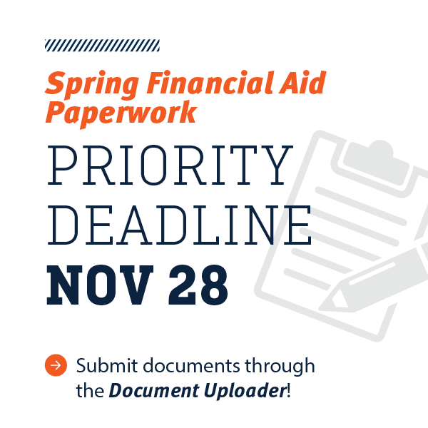 Spring Financial Aid Paperwork Priority Deadline is November 28