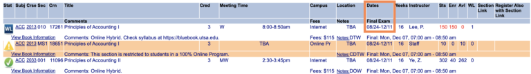 Class Schedule - UTSA One Stop