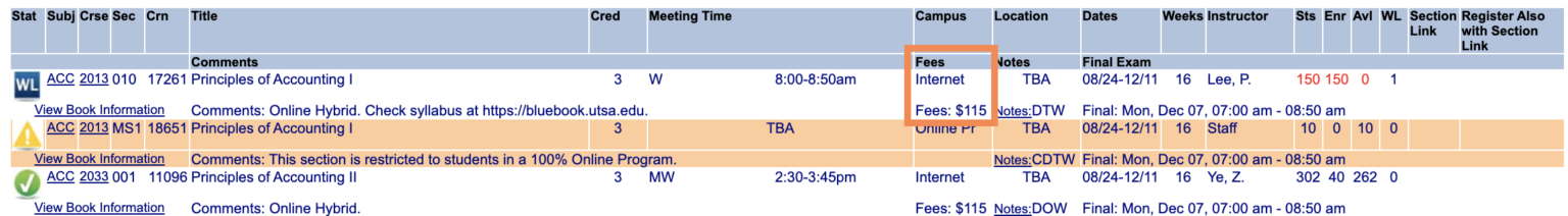 Class Schedule - UTSA One Stop