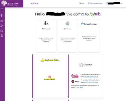 Verification MyHub homescreen