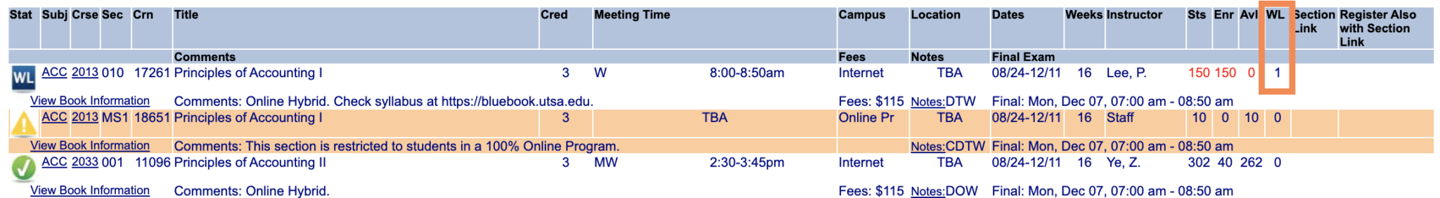 Class Schedule - UTSA One Stop